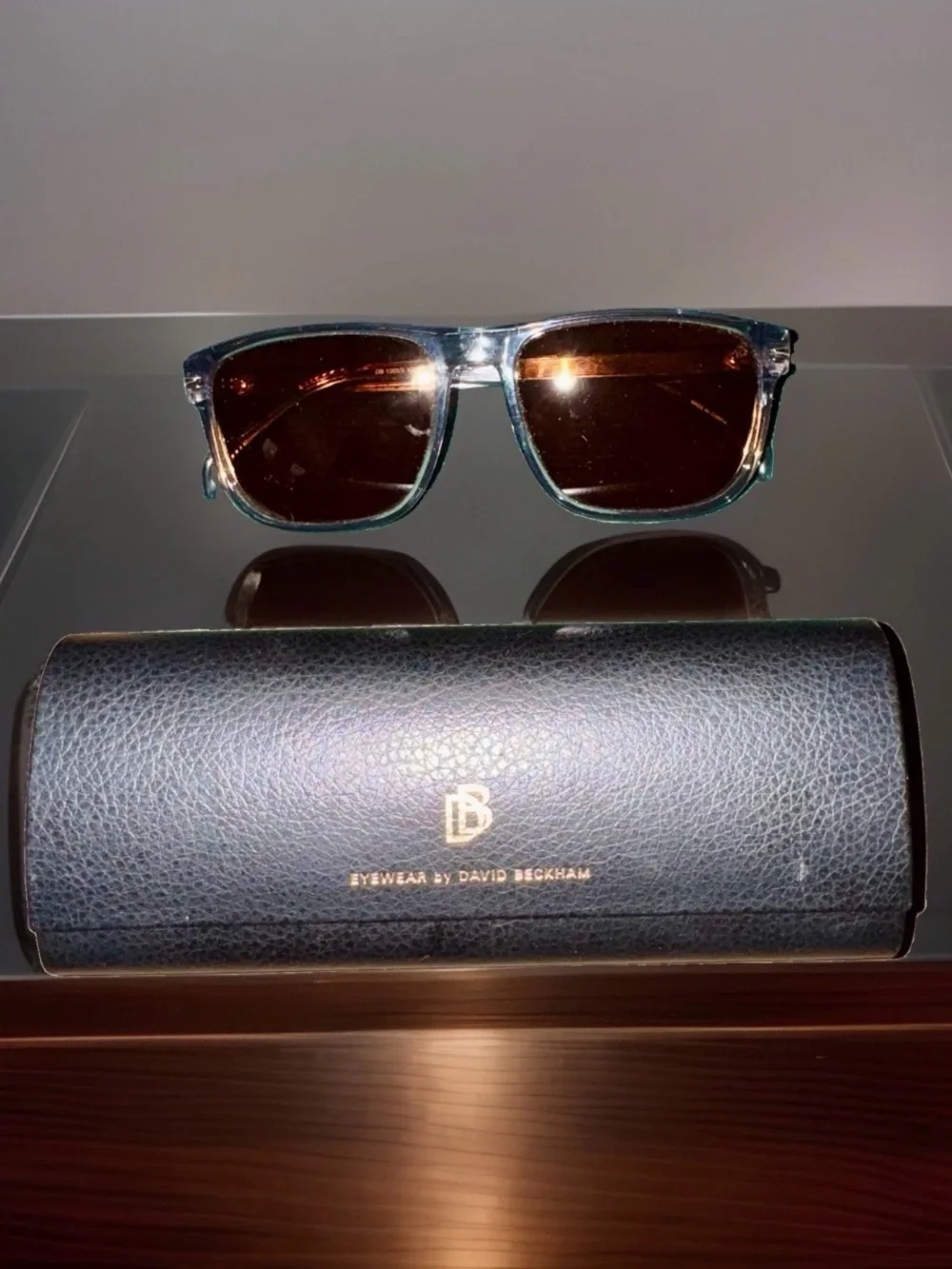 NEW David Beckham DB 1060/S KB770 Sunglasses - Transparent Grey / Brown + Kit